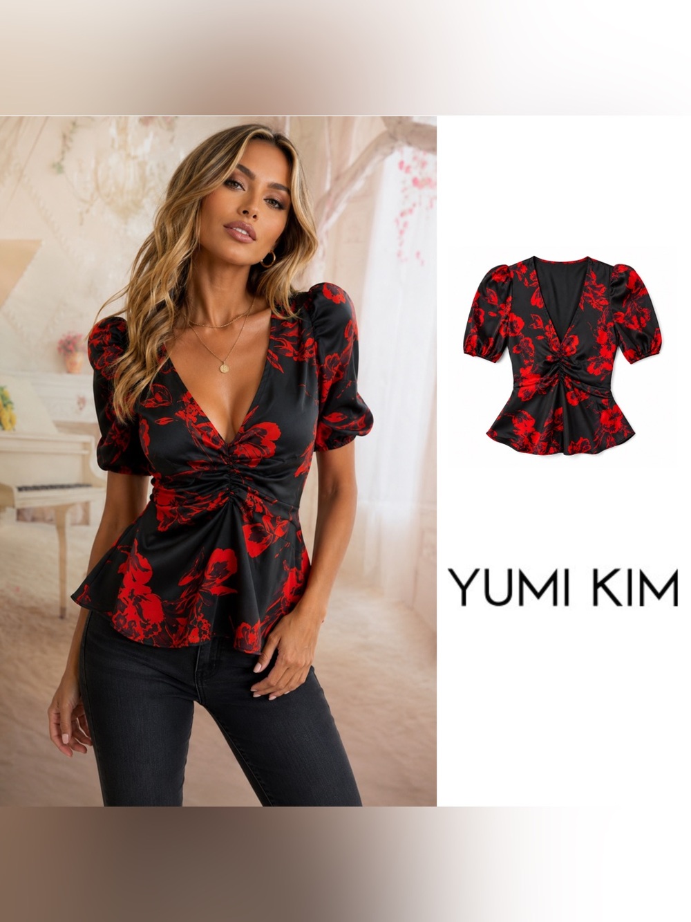 NEW Yumi Kim Floral Print After Hours Blouse